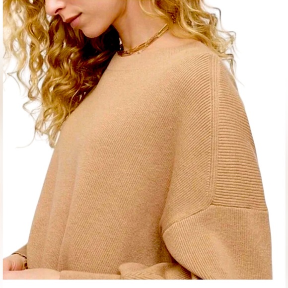 J. Crew Sweaters - J. Crew Balloon-Sleeve Crewneck Sweater Warm Merino Wool Blend Camel Brown Sz M
